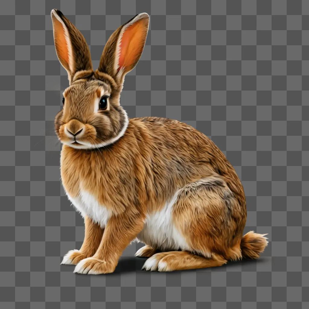 rabbit drawing outline A brown rabbit with orange ears on a brown background