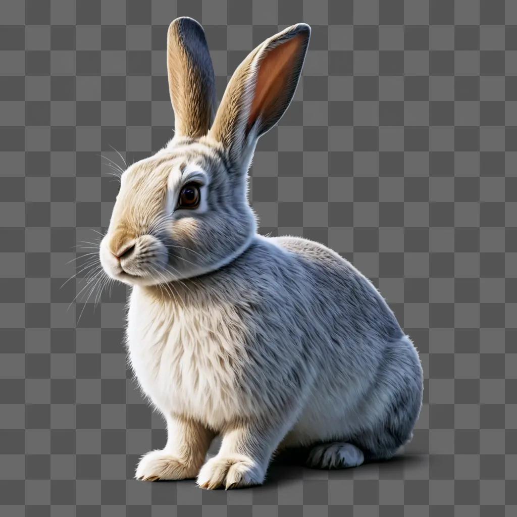 rabbit drawing realistic A white rabbit with a light colored tail