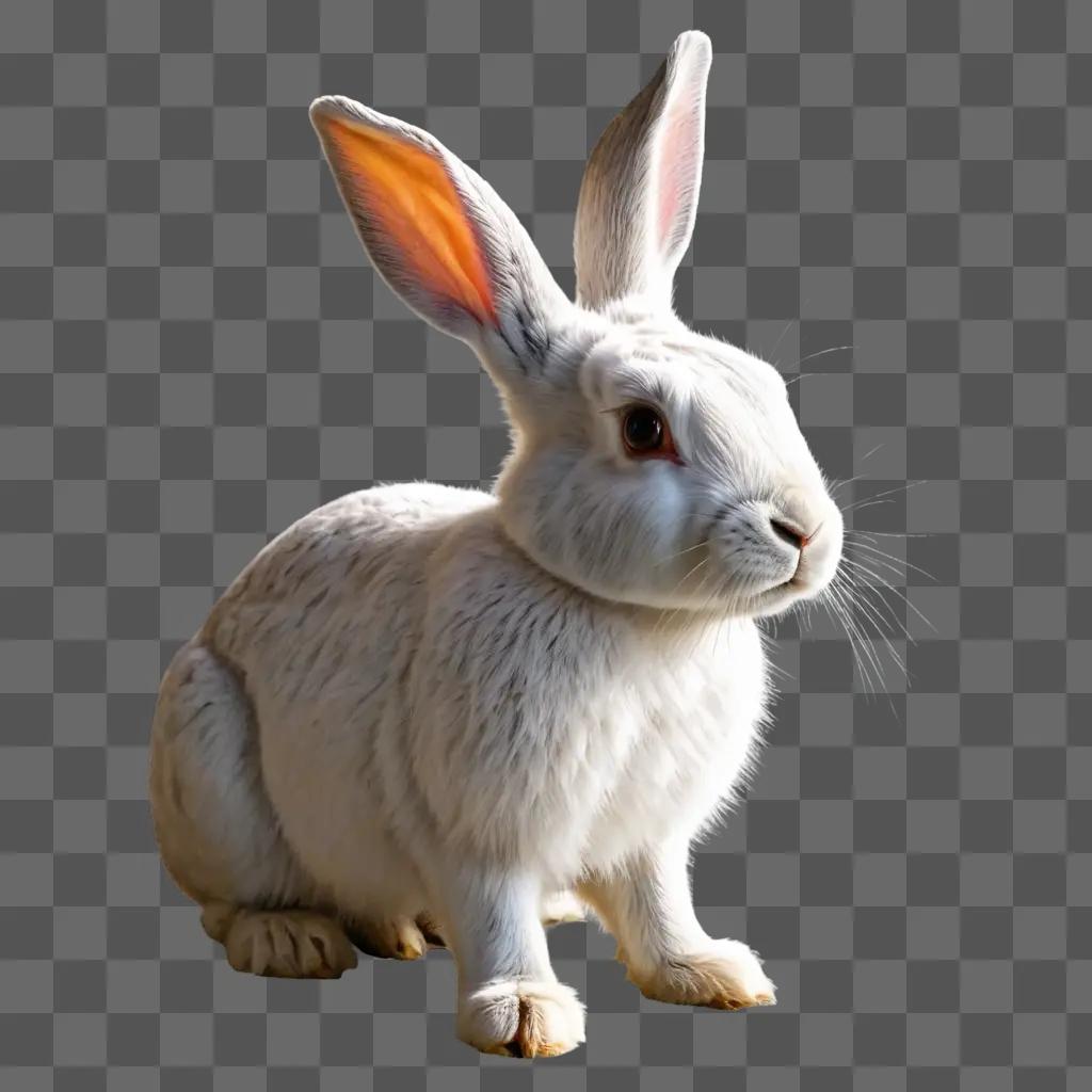 rabbit drawing realistic A white rabbit with an orange ear is shown