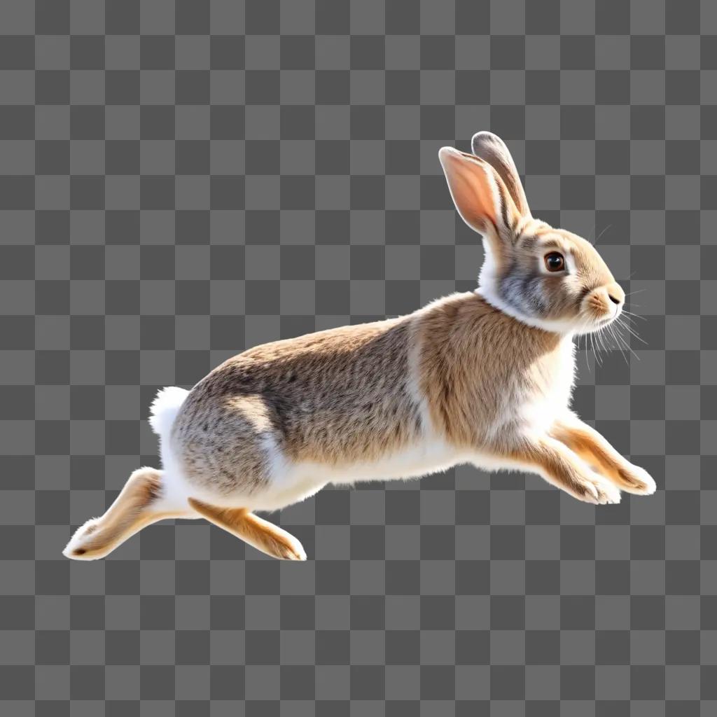 ウサギが絵の中で飛び跳ねている