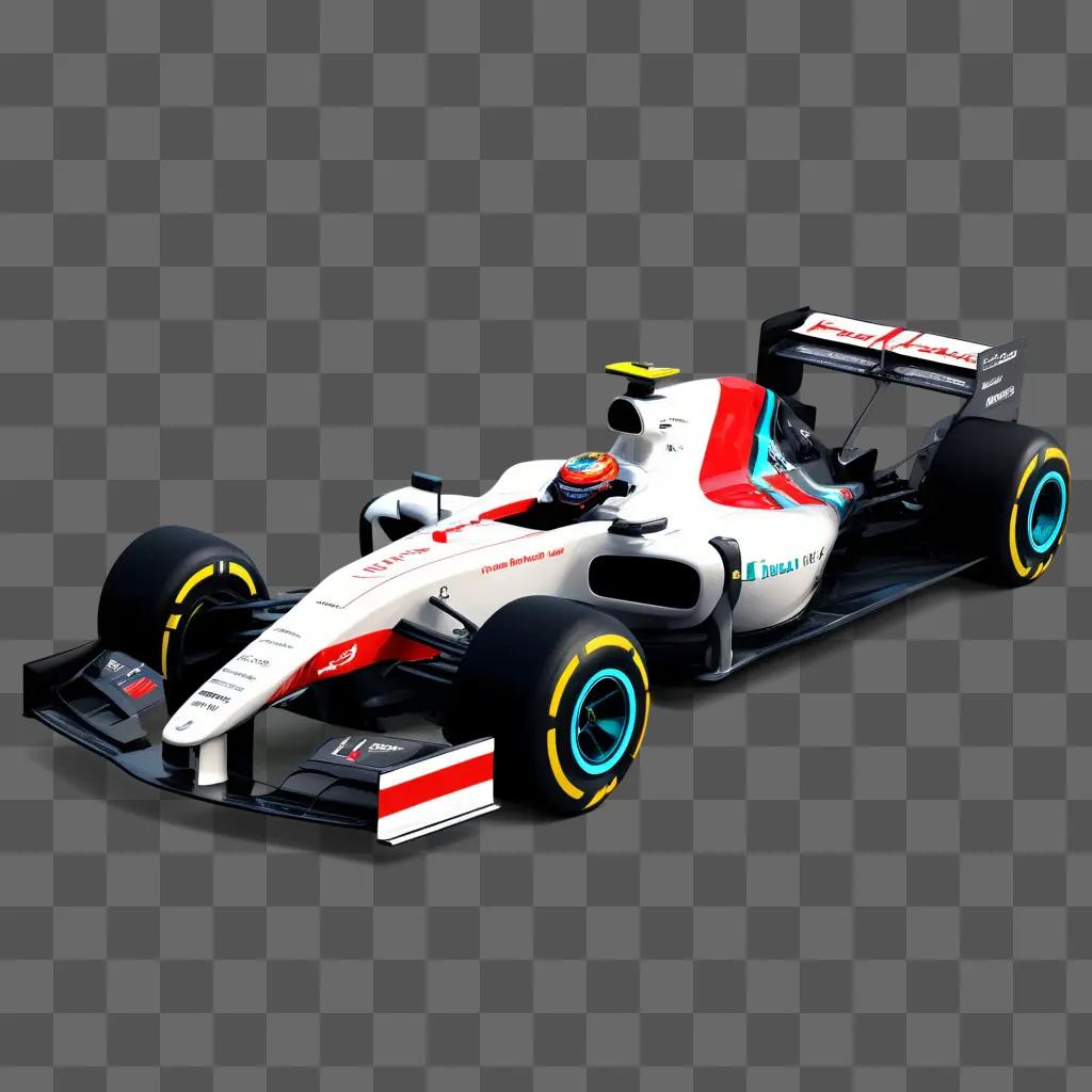 racing car with a blue and red design