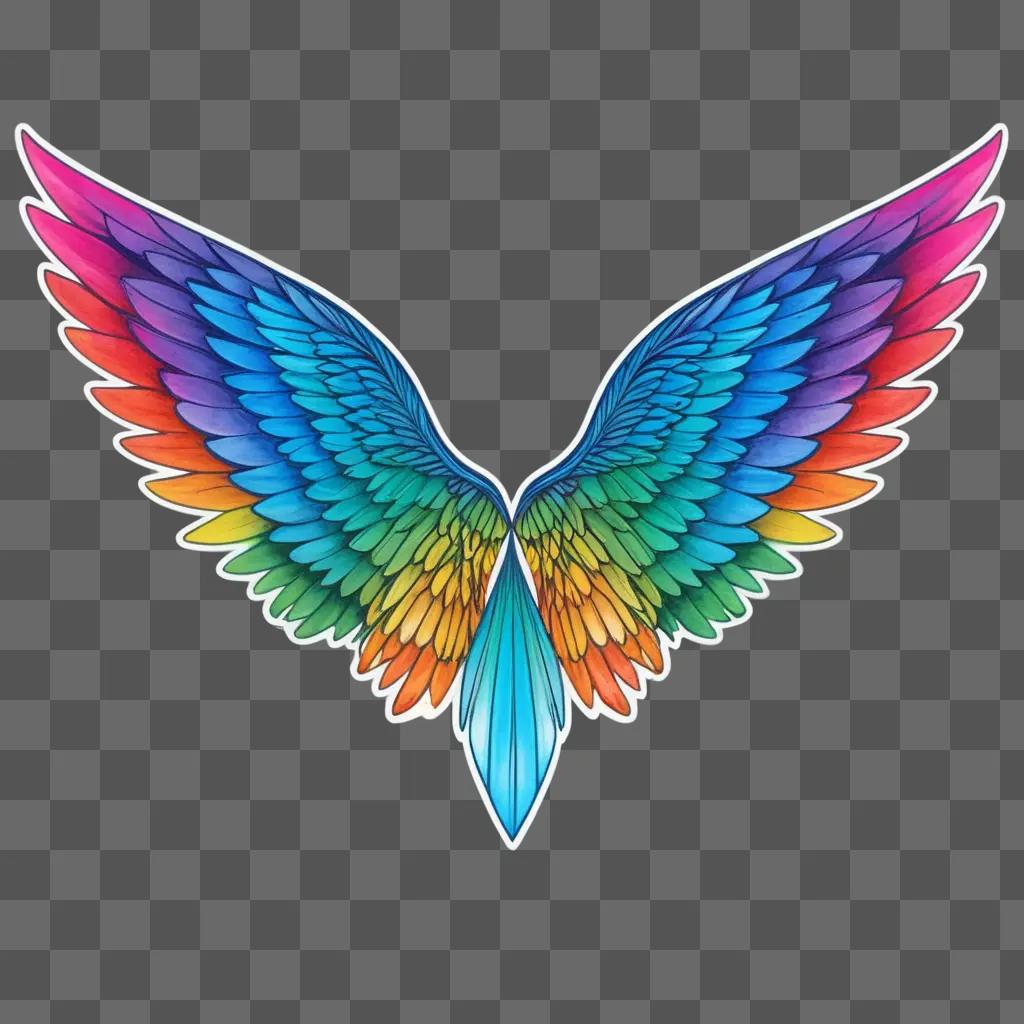 天使の羽の虹色の絵