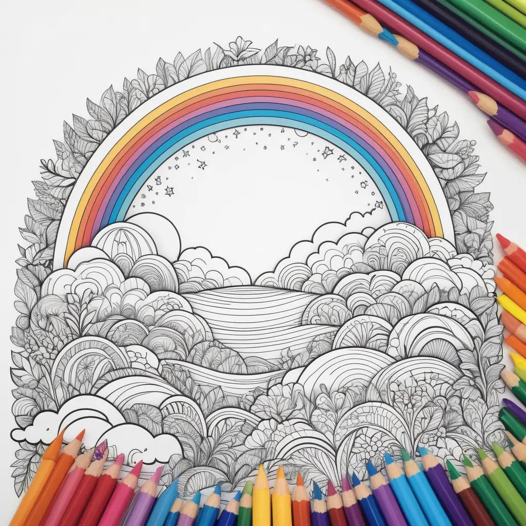 rainbow coloring page with a variety of colors