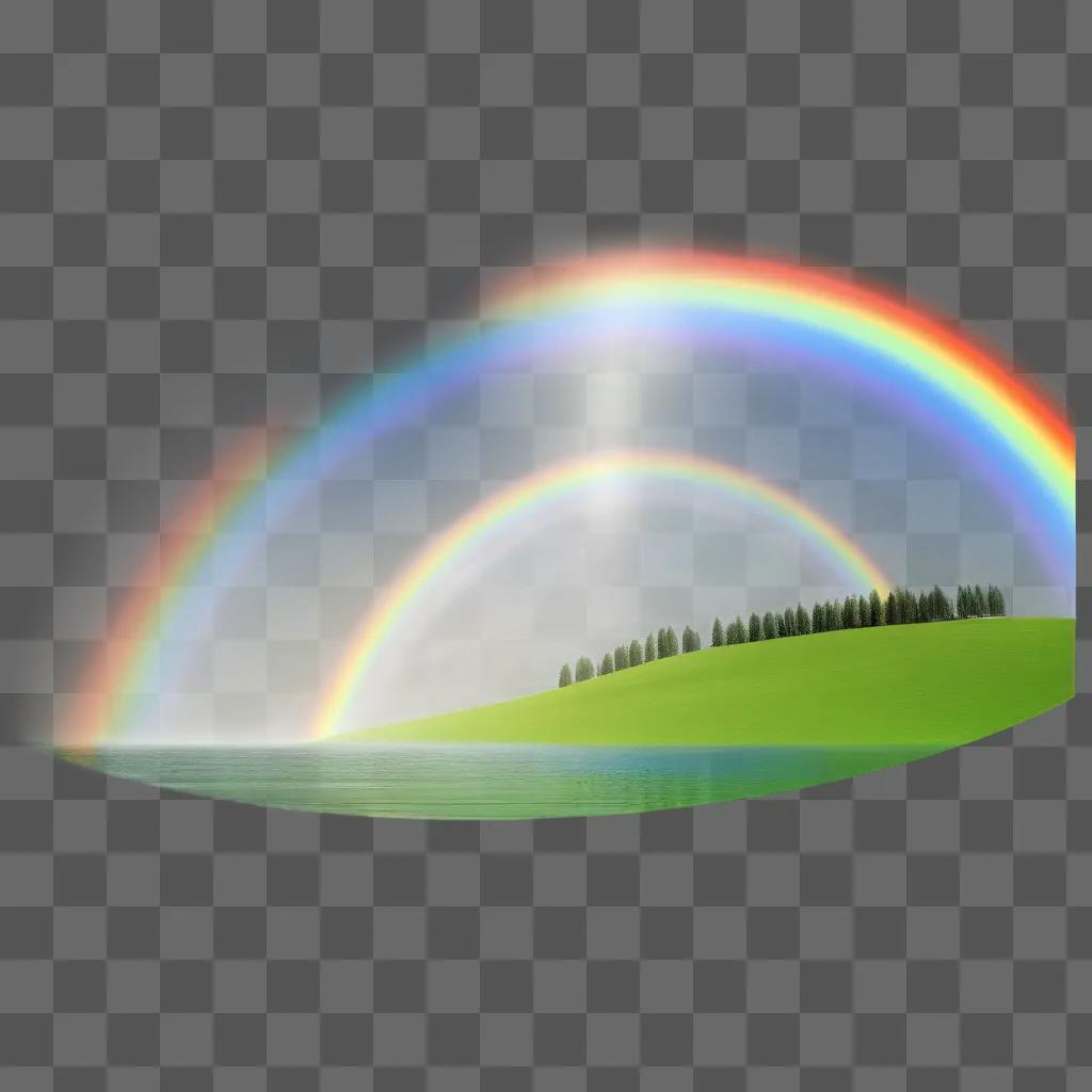 背景が透明な風景に虹