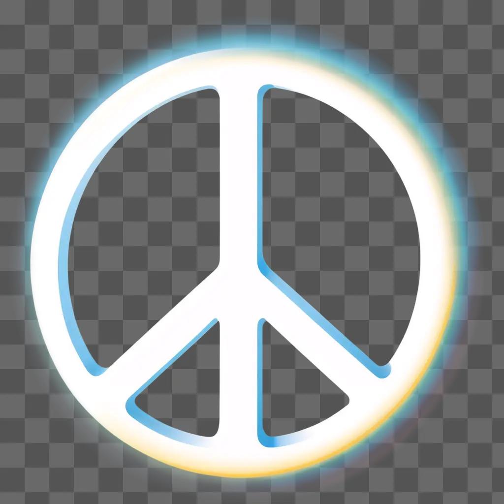 rainbow peace sign in a blue background