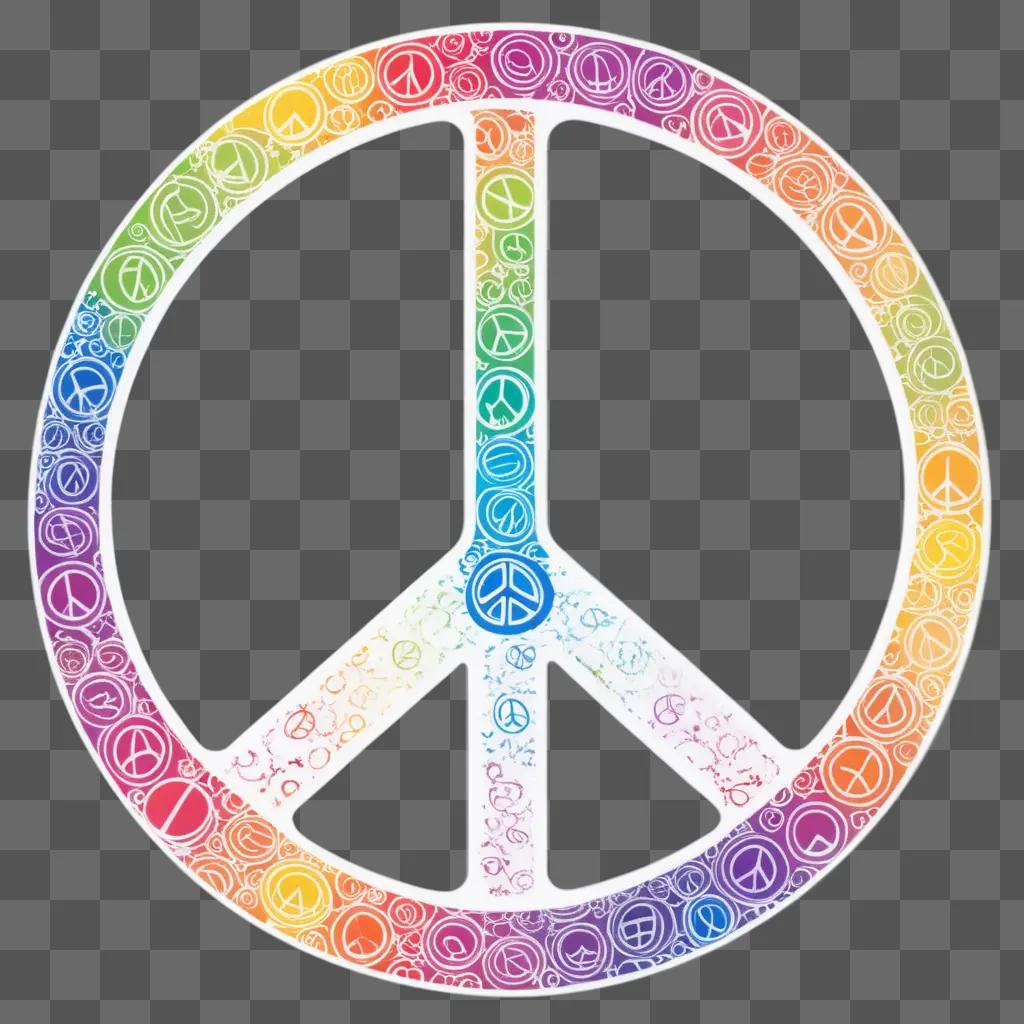 rainbow peace sign with colorful dots