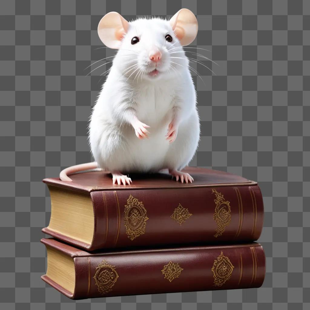 rat sitting on a book with a golden edge