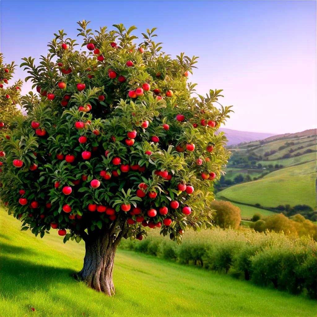 real apple tree in the middle of the field