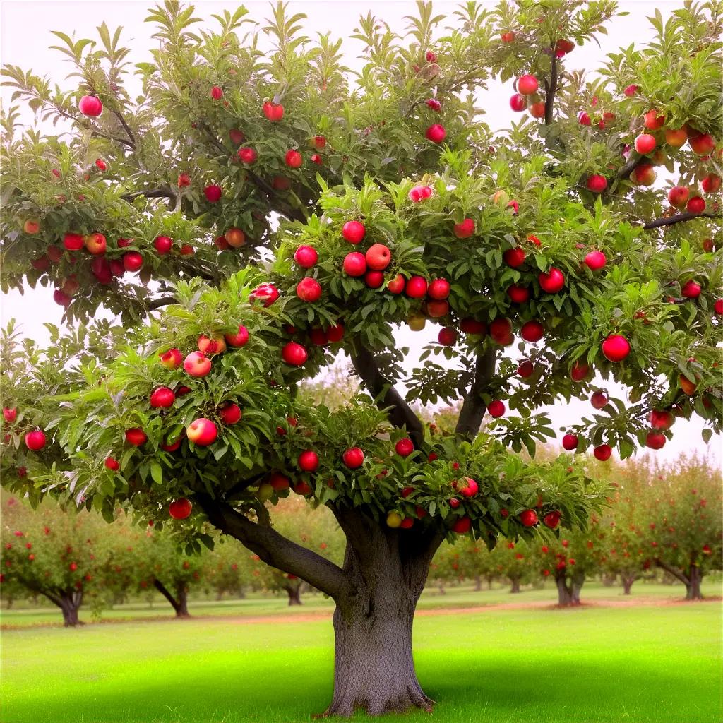 real apple tree with lots of red apples