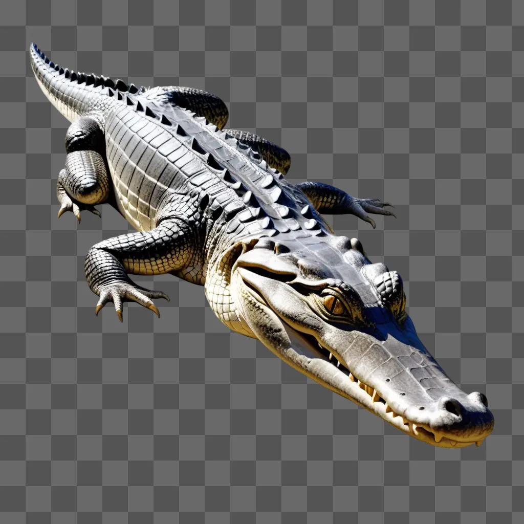 realistic alligator drawing on a gray background