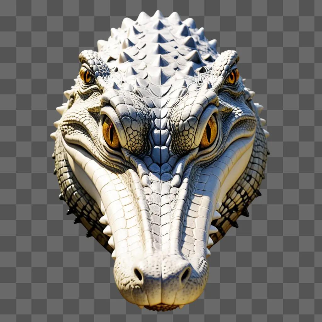 realistic alligator head, illustrated on a gray background