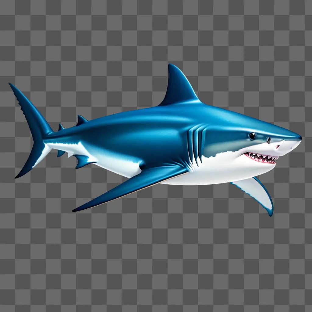 realistic blue shark drawing on a blue background