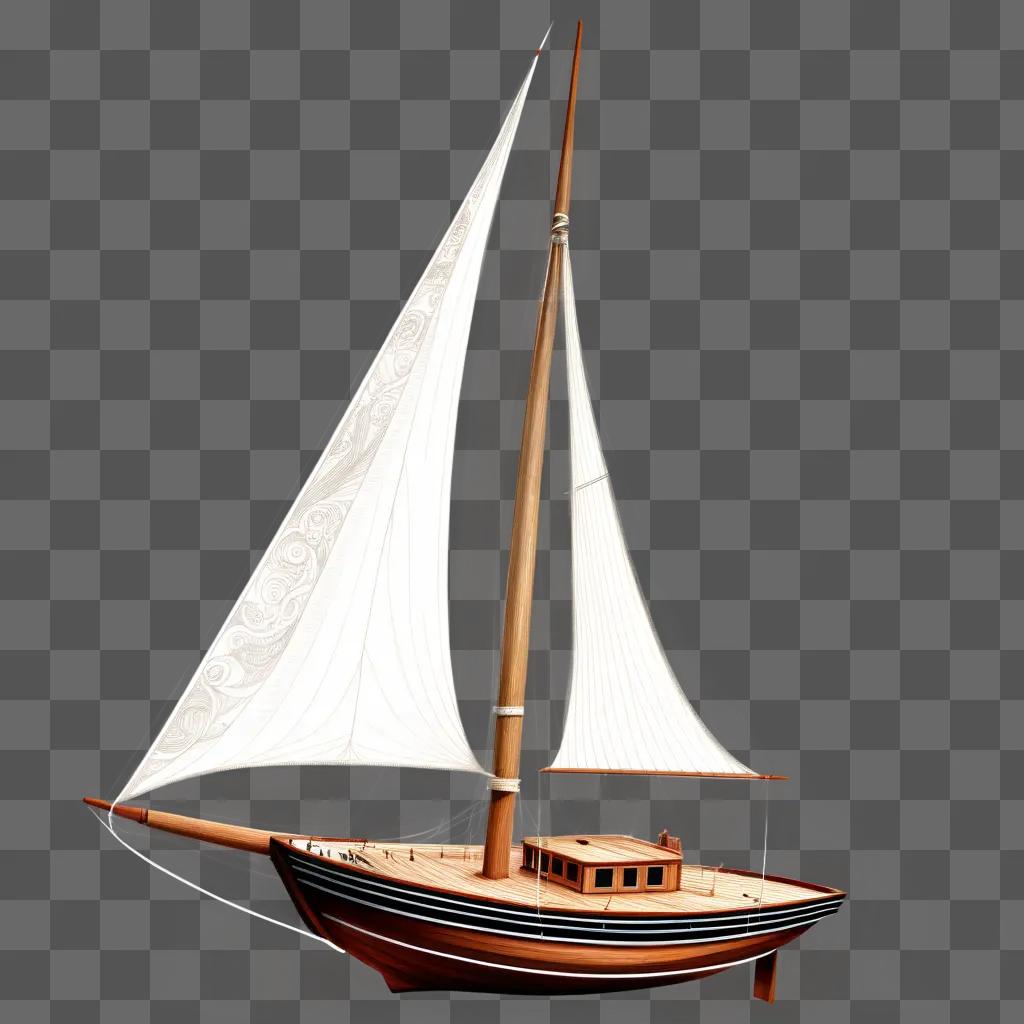 白い帆でリアルなボートの絵