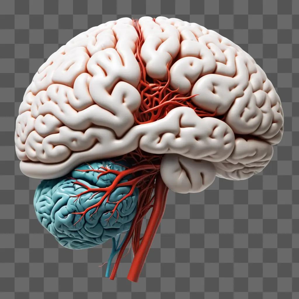 青と赤の血管でリアルな脳の描画