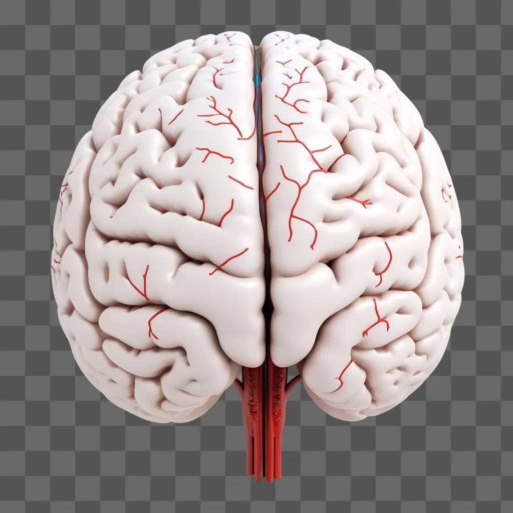 realistic brain drawing with red lines