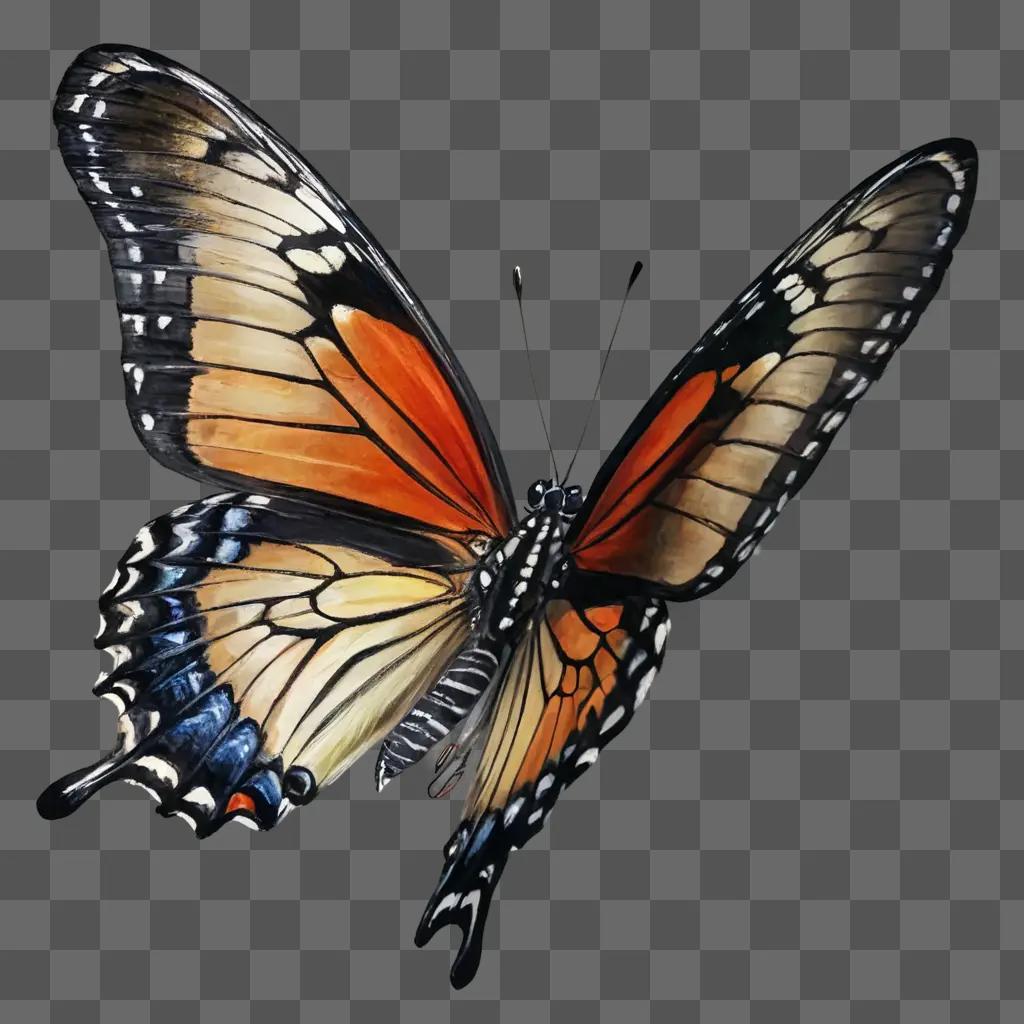 realistic butterfly drawing A vibrant butterfly is captured in a blur