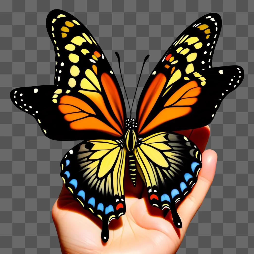 realistic butterfly is held in a hand