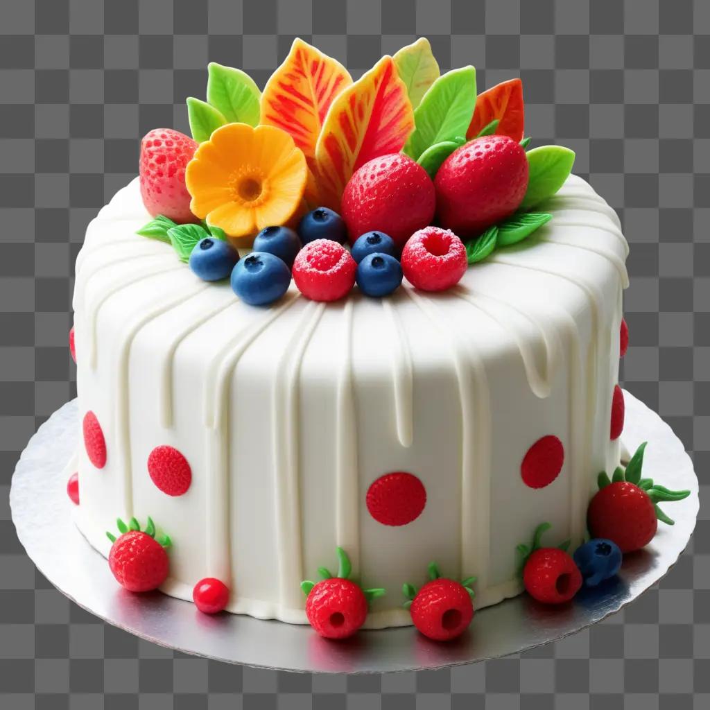 realistic cake with edible fruits on top