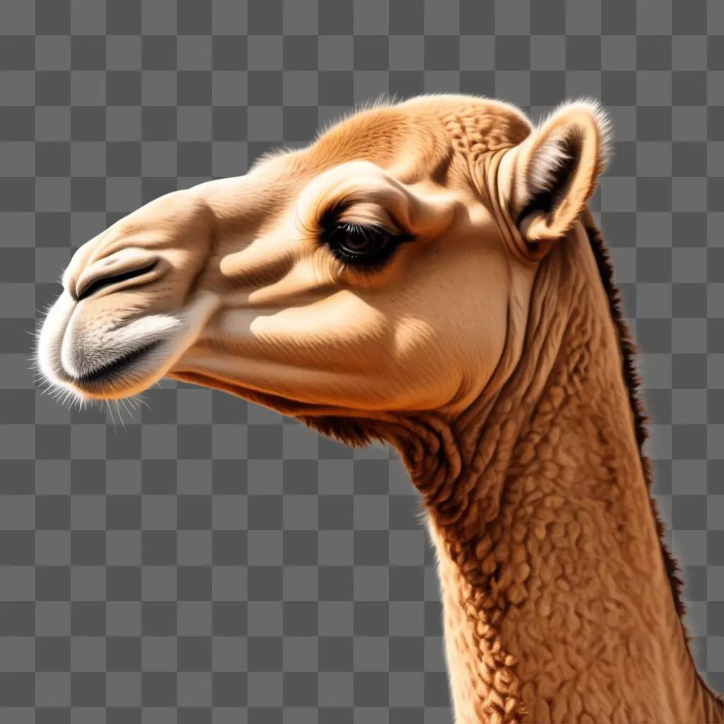 realistic camel drawing with a white nose