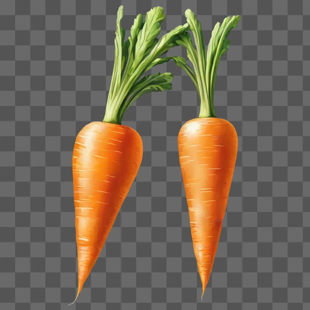 realistic carrot drawing Two carrots on a light colored background