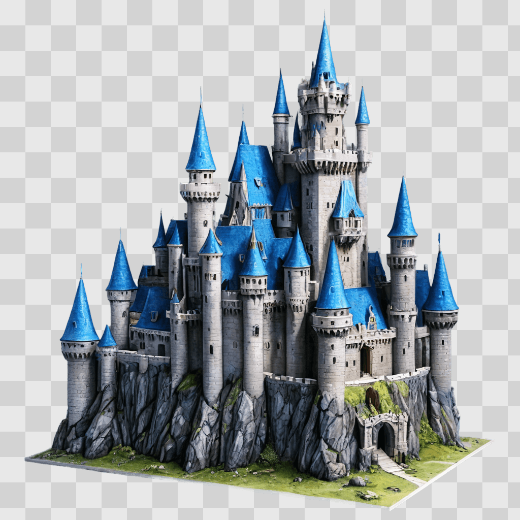 realistic castle drawing A castle made out of stone and blue