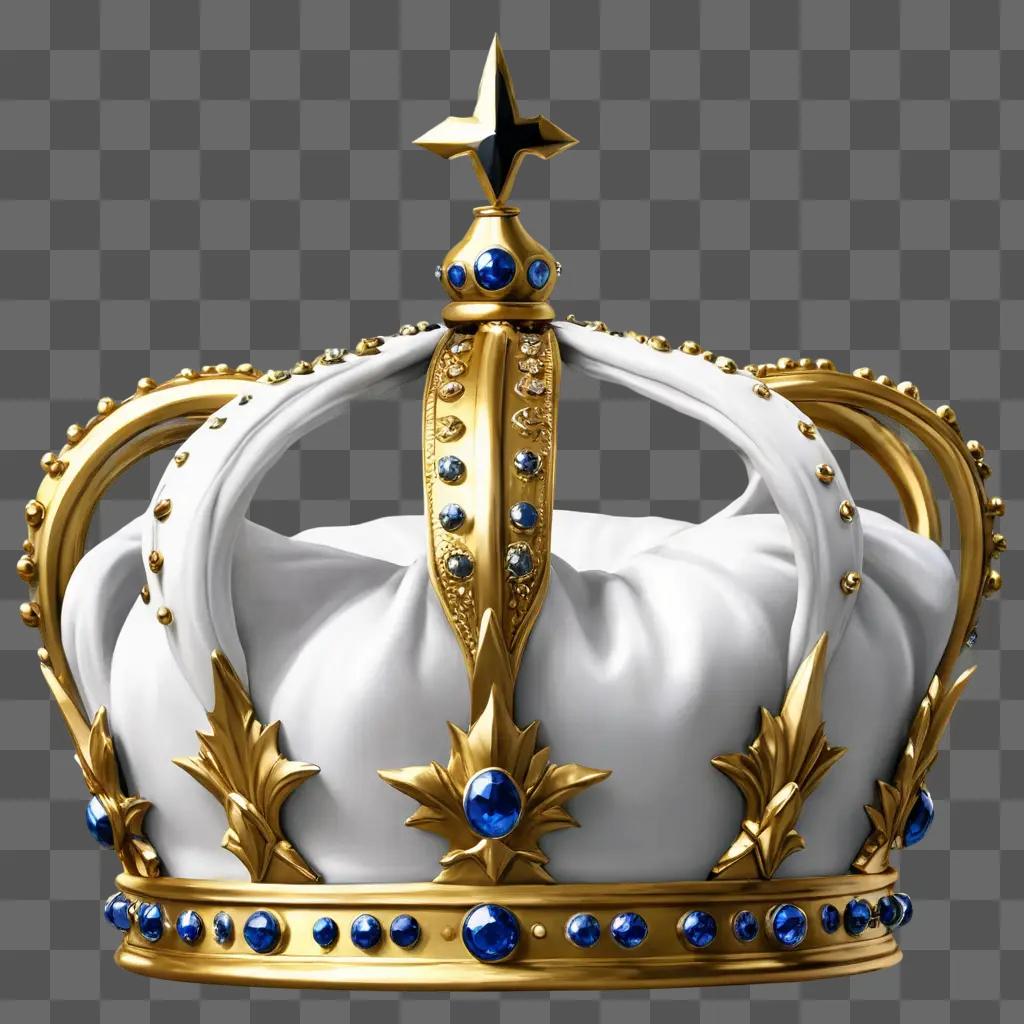 realistic crown drawing A crown with blue stones on top of it