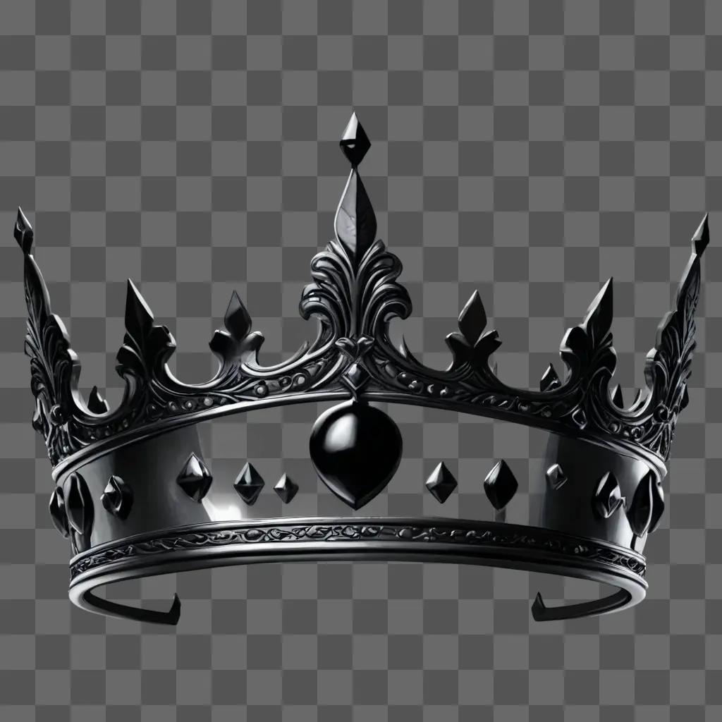 realistic crown drawing A crown with diamonds and a black base