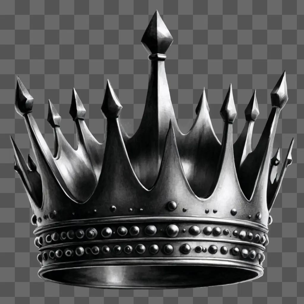 realistic crown drawing A large silver crown with spikes and spikes