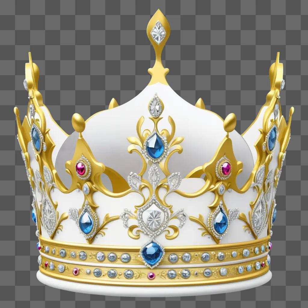 realistic crown drawing of a white and gold crown