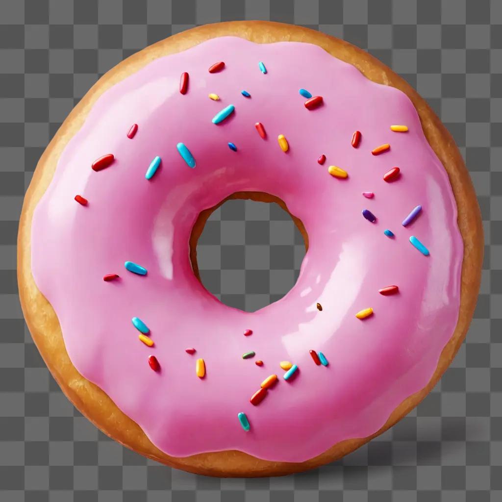 realistic donut drawing A pink frosted doughnut with colorful sprinkles