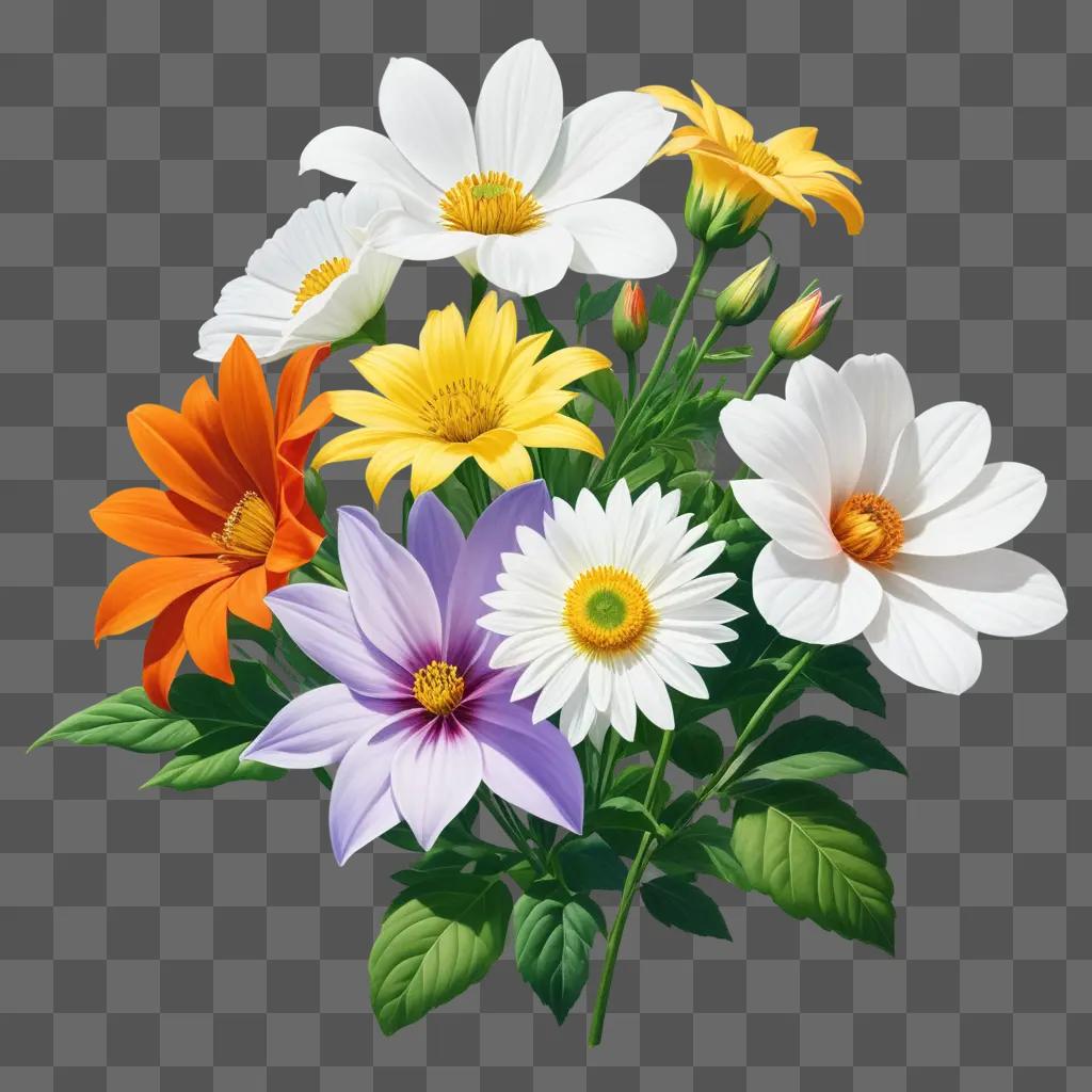 realistic drawing of a bouquet of flowers