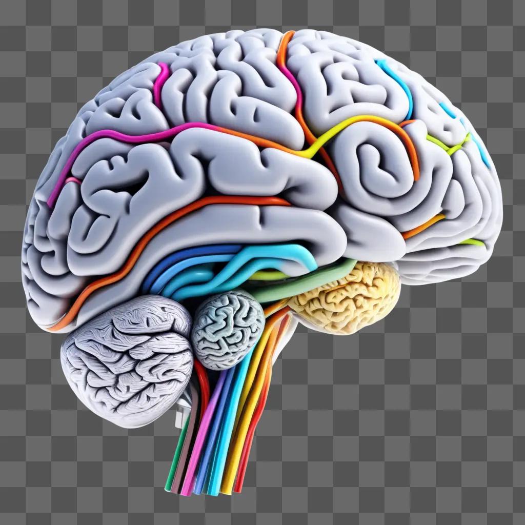 色とりどりの静脈を持つ脳のリアルな描画