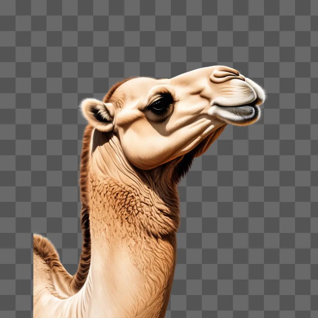 realistic drawing of a camel with its tongue out