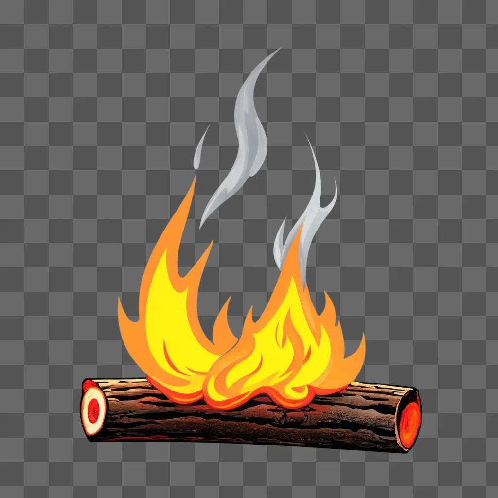 realistic drawing of a fire burning a log