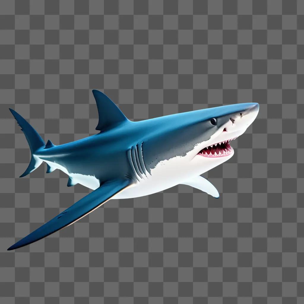 realistic drawing of a large shark on a blue background