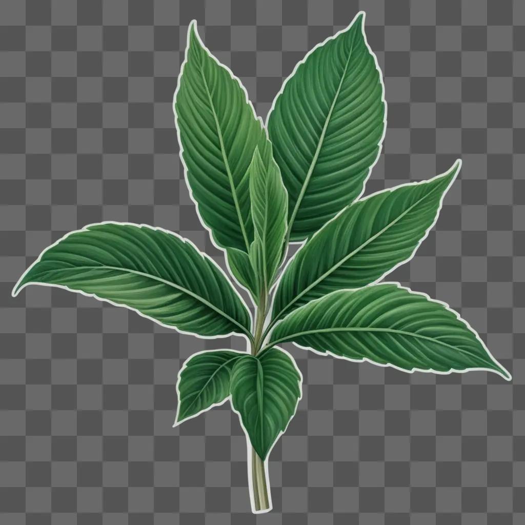 realistic drawing of a plant on a green background