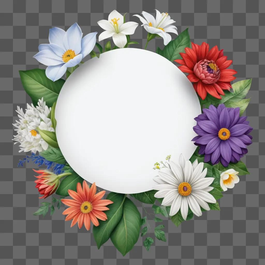 realistic drawing of a white circle with flowers