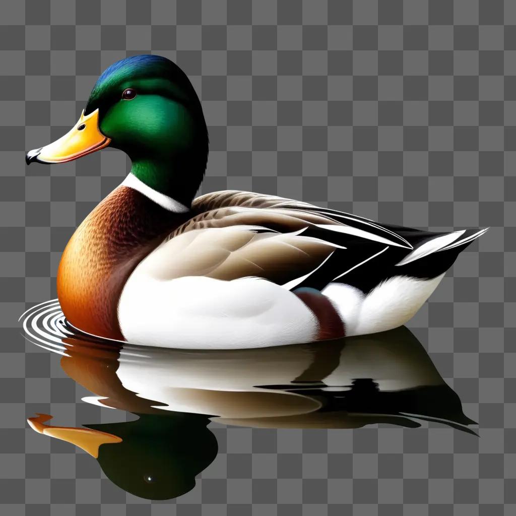 realistic duck drawing depicts a duck floating on water