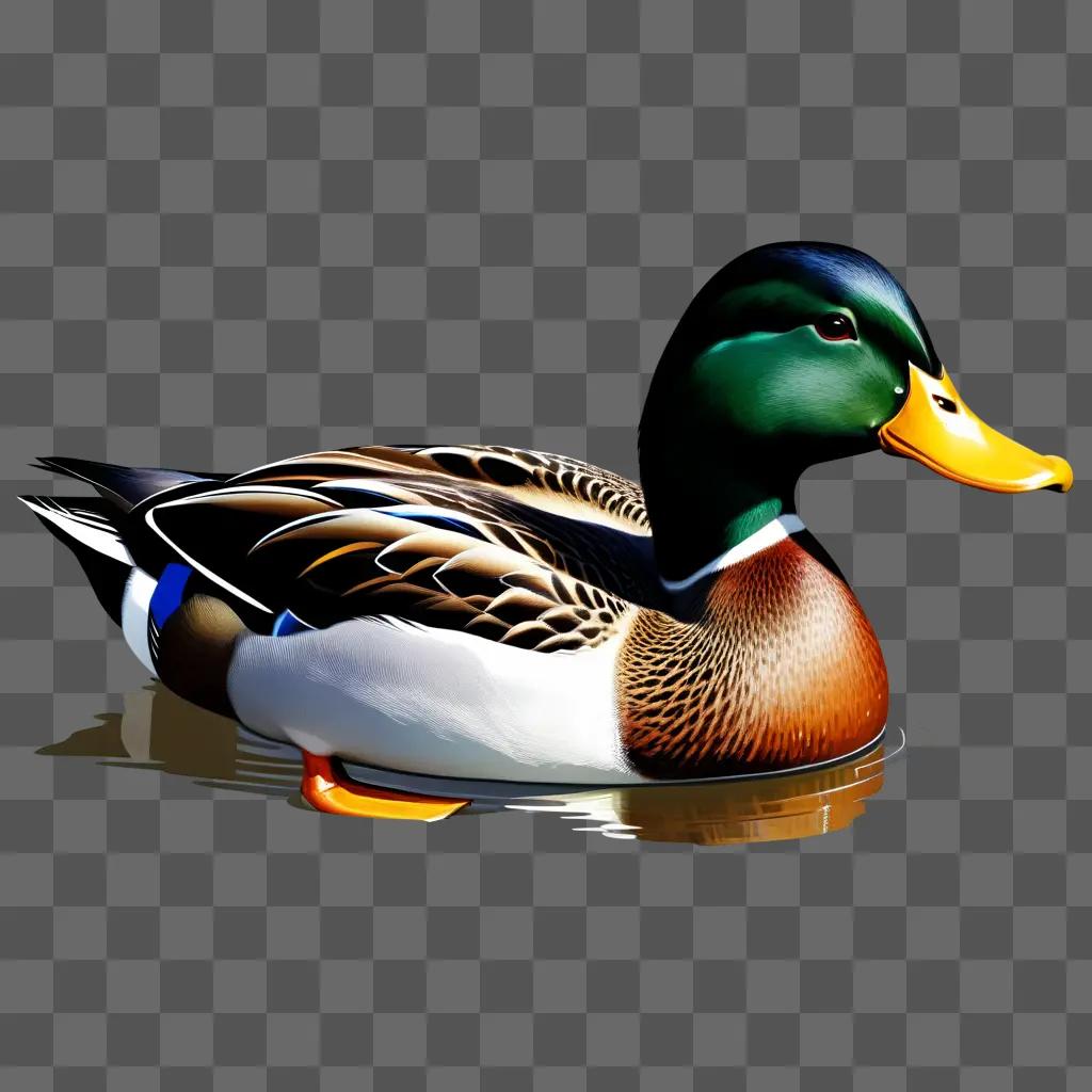 realistic duck drawing in a dark colored background