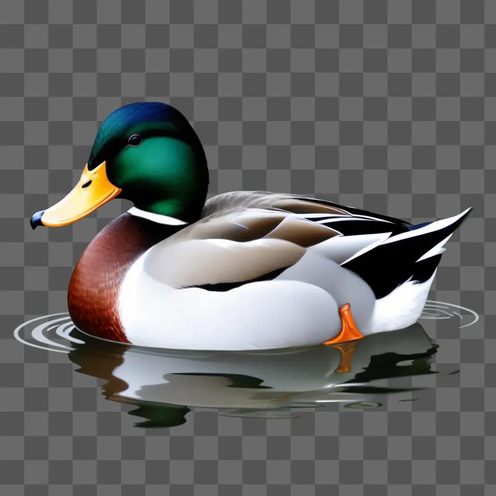 realistic duck drawing with a green head and orange beak