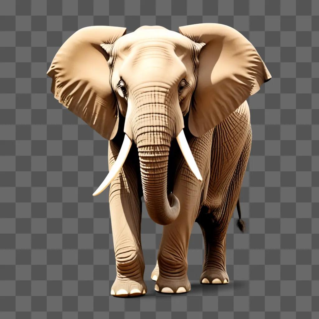 realistic elephant drawing in a brown color scheme