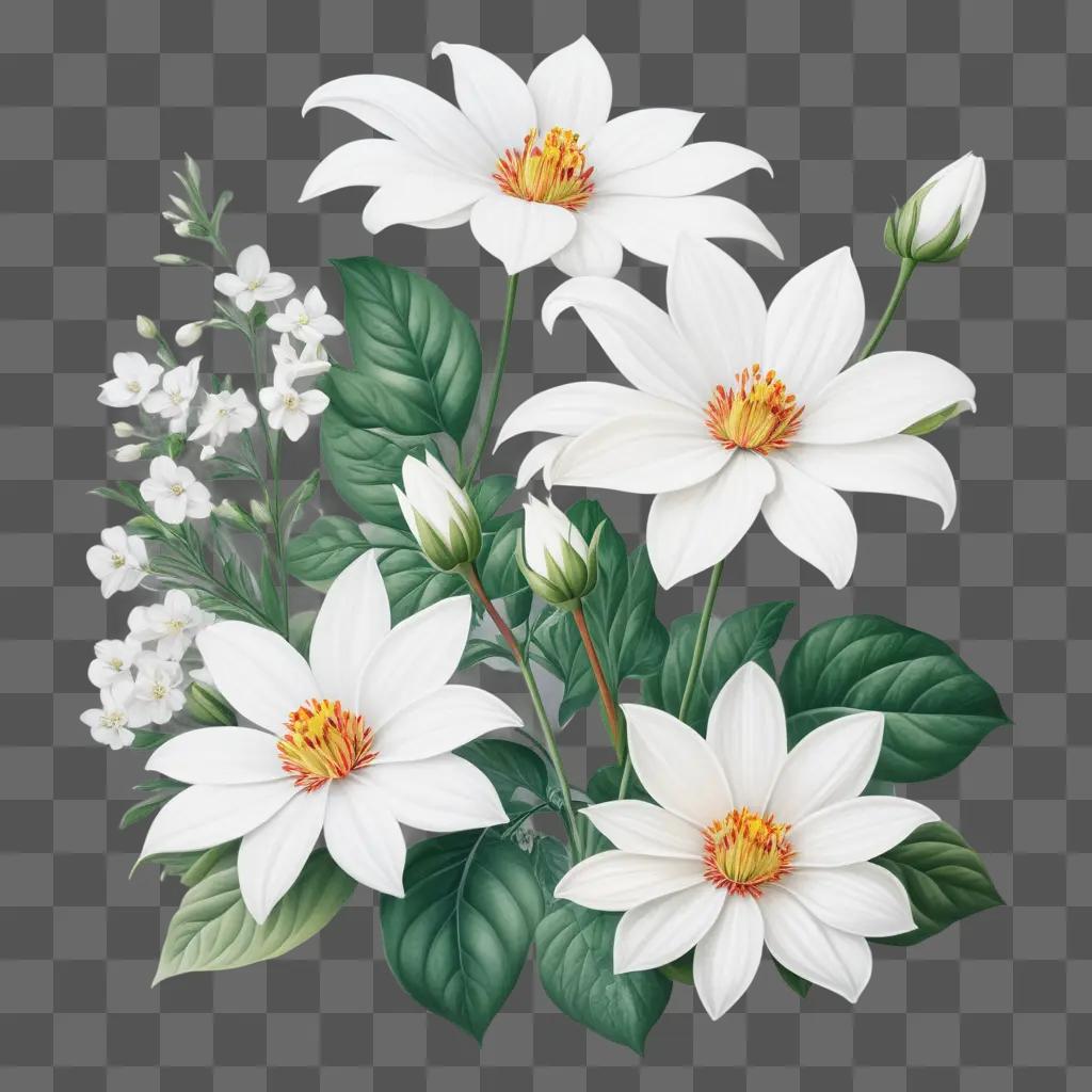 realistic flower drawing is displayed in a blurred background