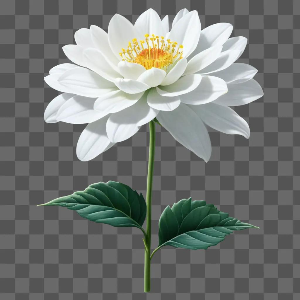 realistic flower drawing with a green leaf