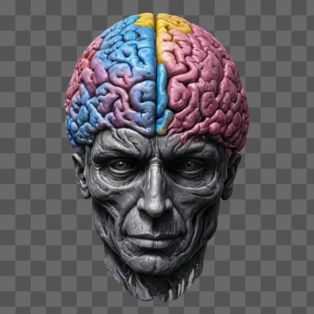 realistic gift drawing An old man with a brain on his head