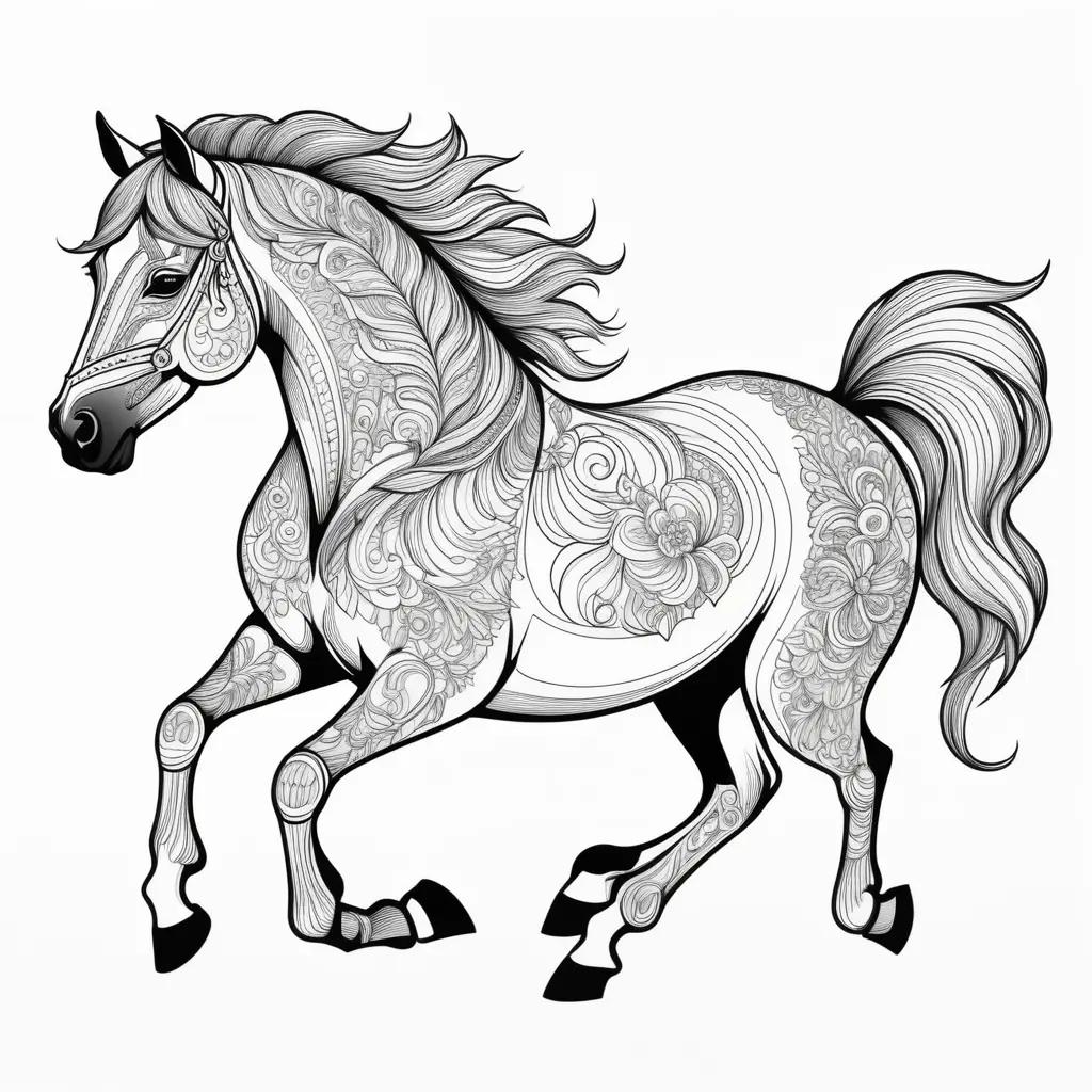 realistic horse coloring page featuring a detailed and realistic horse