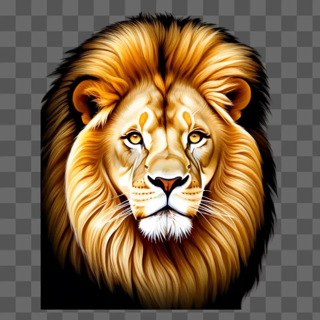 realistic lion drawing on a brown background