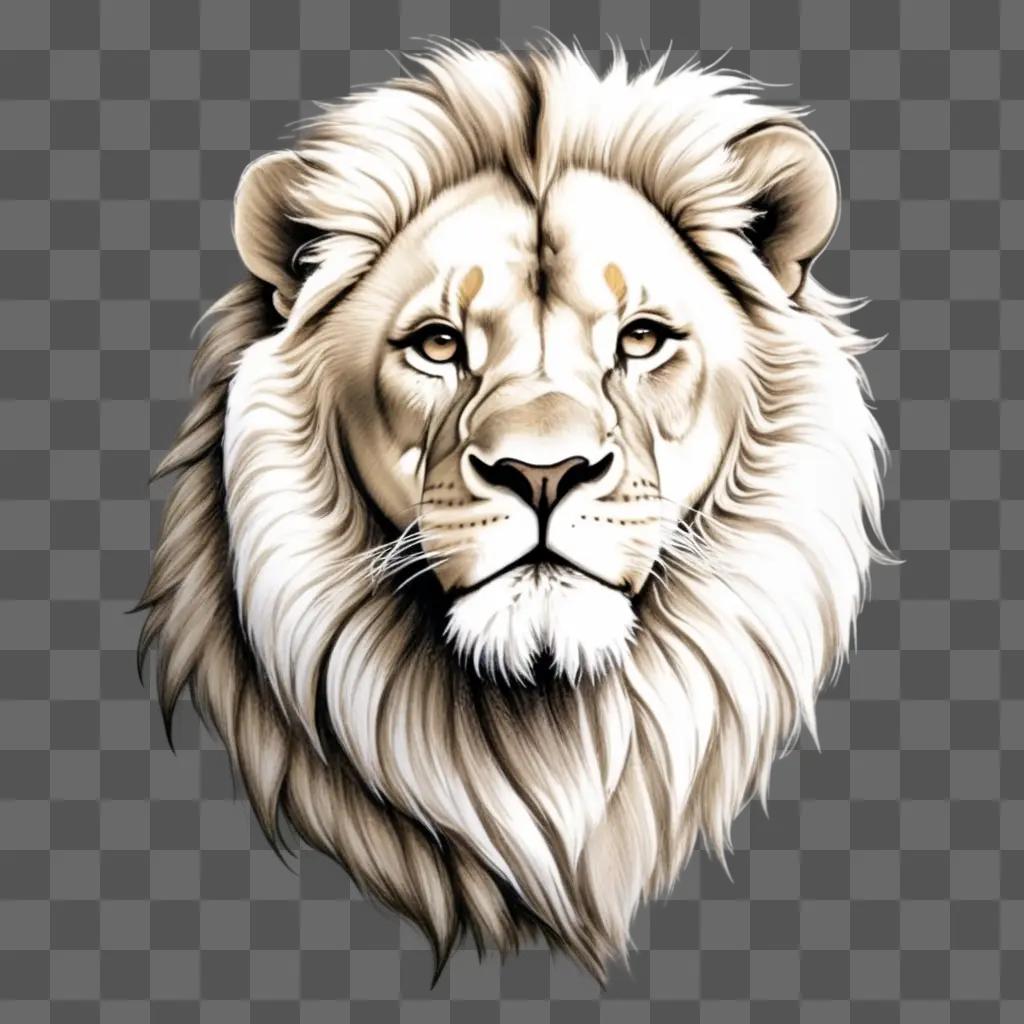 realistic lion drawing on a grey background