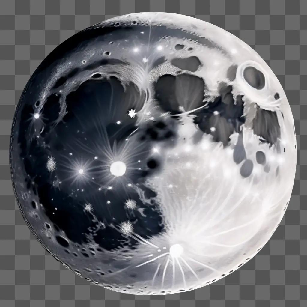 realistic moon drawing of the moon and stars