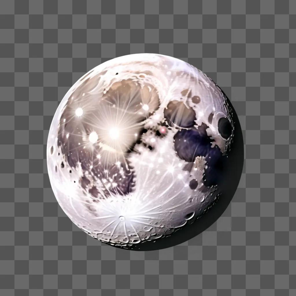 realistic moon drawing on a grey surface