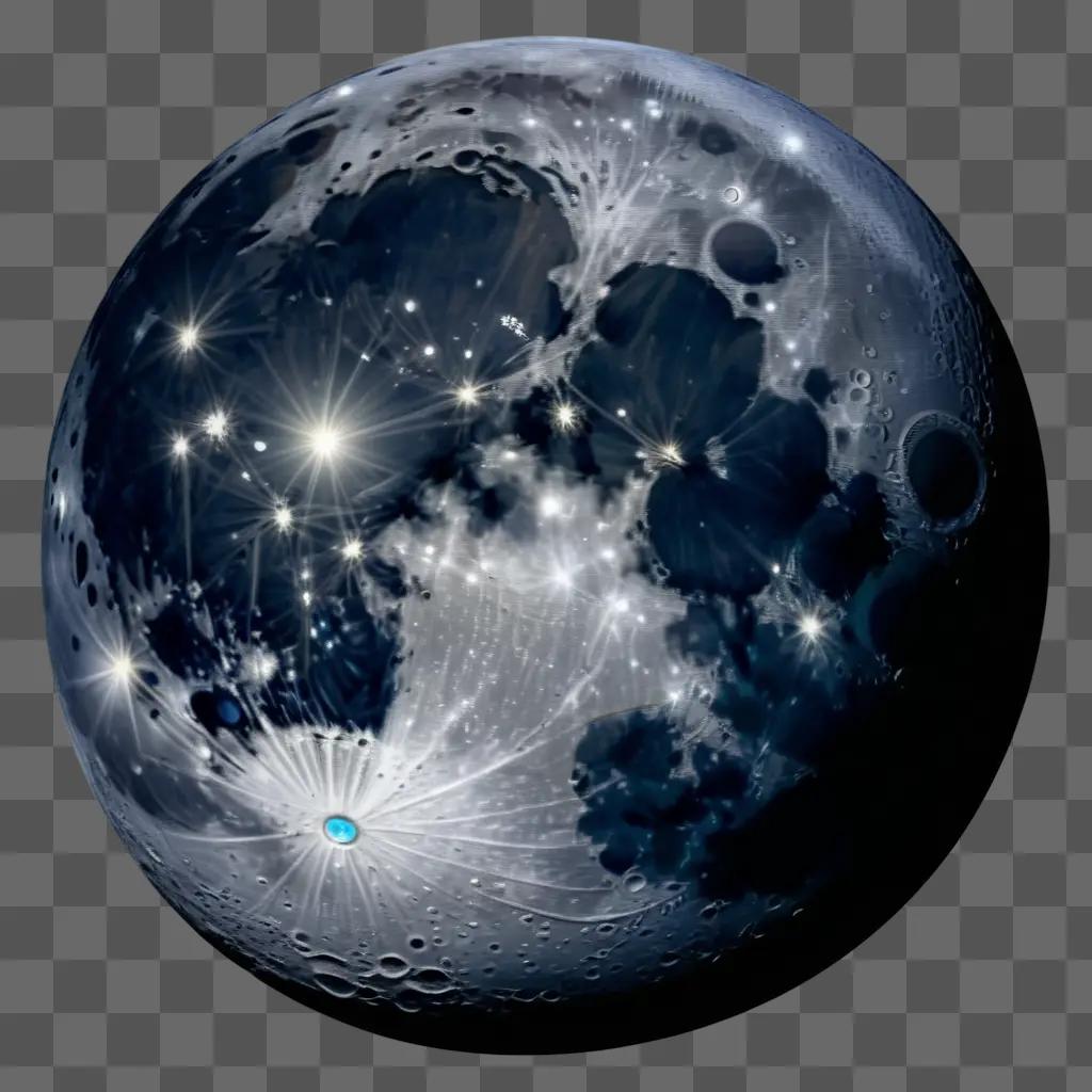 realistic moon drawing with lots of stars